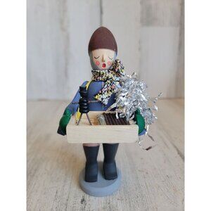 Vintage Erzgebirge boy toy vendor wooden figure xmas